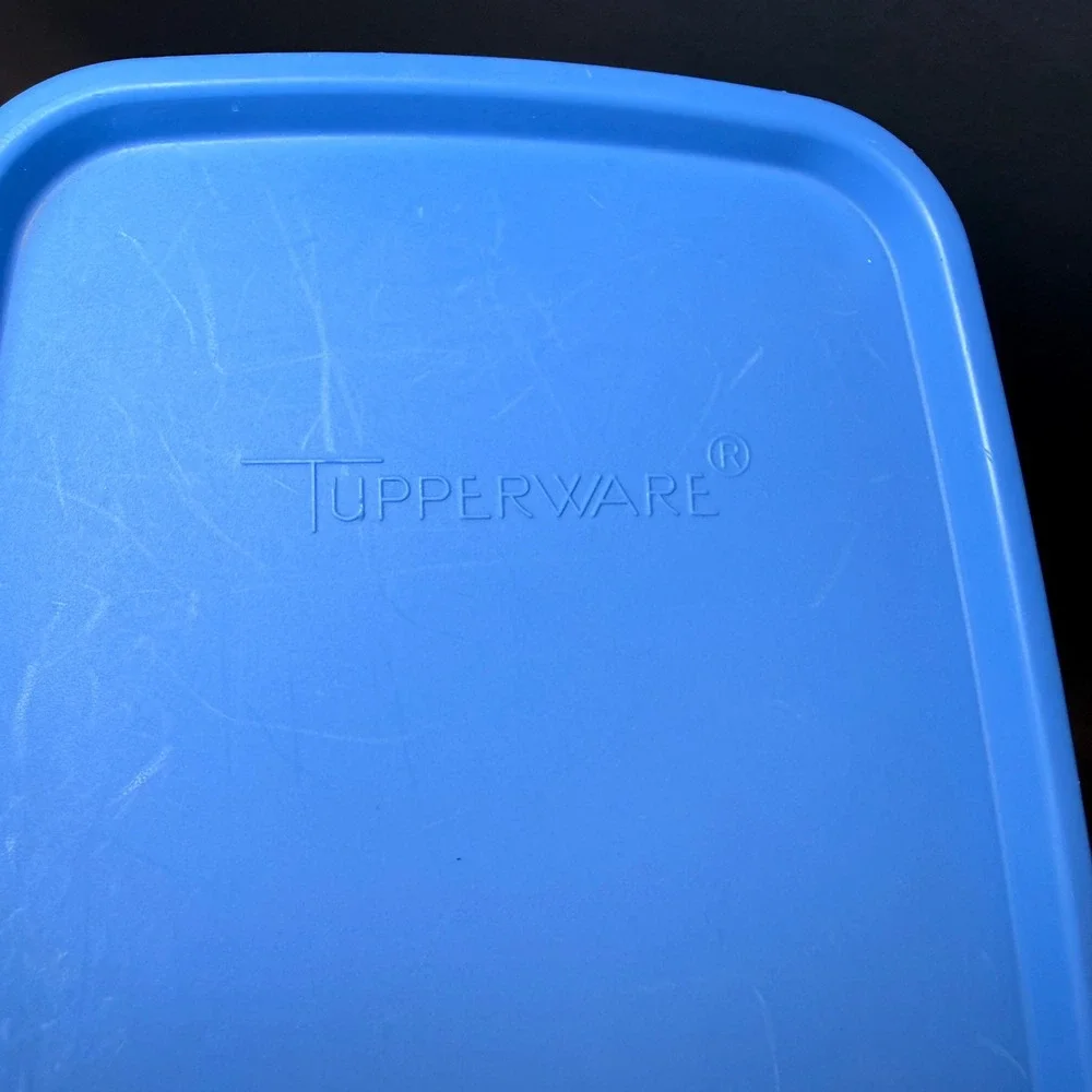 Tupperware Modular Mates Super Oval 4 Blue Flip Top Lid Clear 16.5 Cup Container